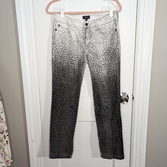 NYDJ | Stretch Grey White Animal Print Skinny Jeans Sz 4P - Picture 1 of 9